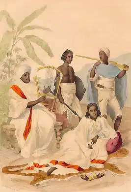 Trois Habesha et un Ababdeh (groupe Beja) en Abyssinie.