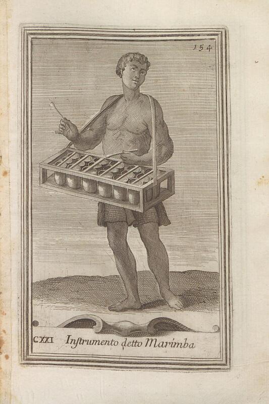Instrument appelé marimba en Afrique précoloniale.